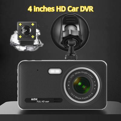 4 inç IPS Yüksek Çözünürlüklü 1080P Ön ve Arka Çift Lensli Geri Görüş Görüntüsünü Destekleyen Araç Sürüş Kaydedici Cardvr