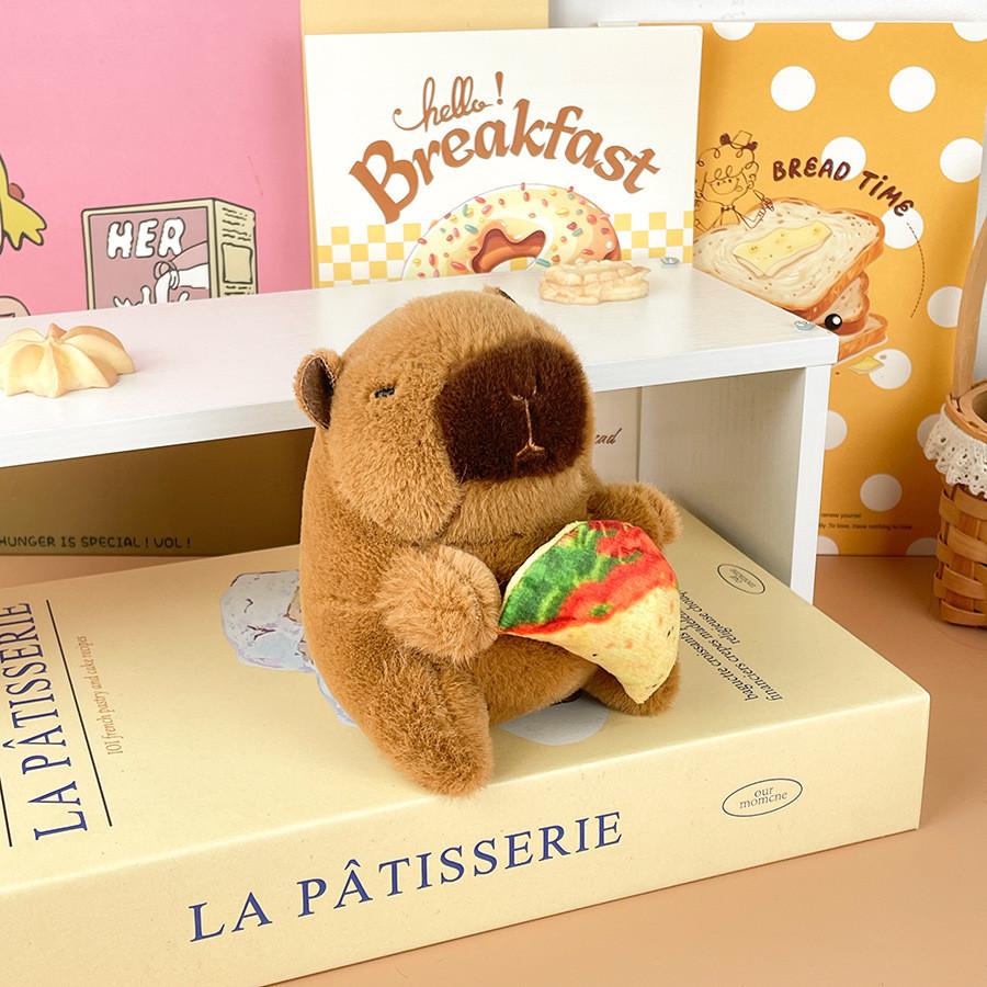 Stuffed Capybara Plush Toy Animal Food Doll Key Chain Car Decorations Gifts