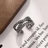 Korean Retro Distressed Cable Knit Open Ring - Women's Elegant Versatile Jewelry