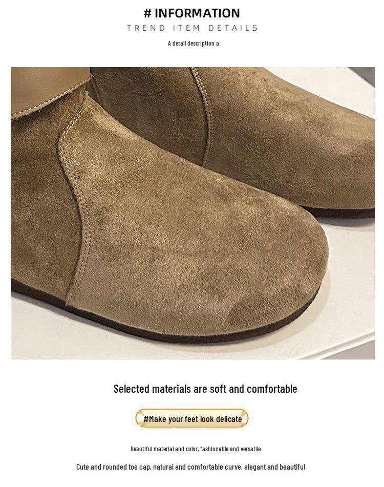 Chic Retro Women's Suede Slouch Boots: 2025 Autumn/Winter Collection – European & American Style Short Martin Boots