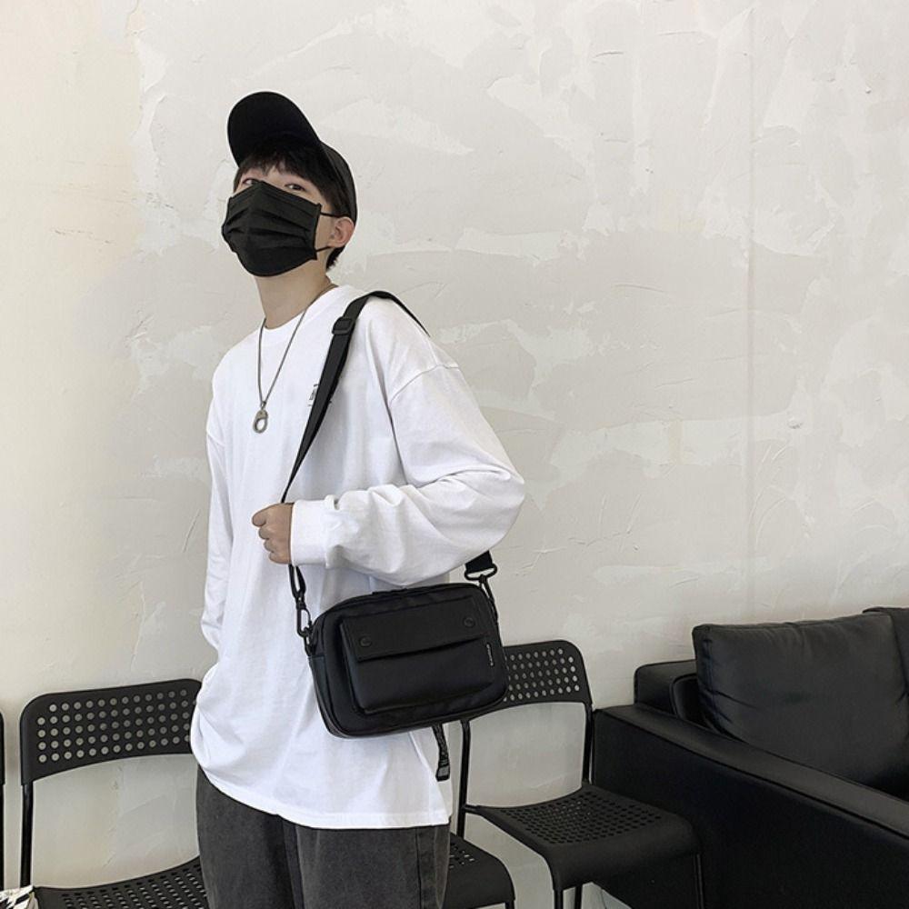 Korean Style PU Crossbody Bag Causal Sports Shoulder Bag Simple Square Message Bag Travel