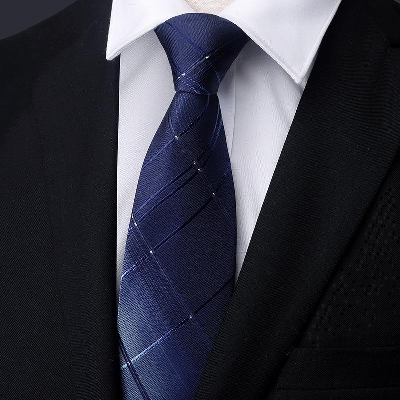 Men'S Blue Business Dress Tie Wedding Groom Work Korean Version Zipper-Style No-Beater Tie Gift Box