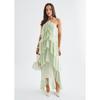 Women's Strapless Floral Print Ruffle Hem High Slit Dress, Multiple Colors