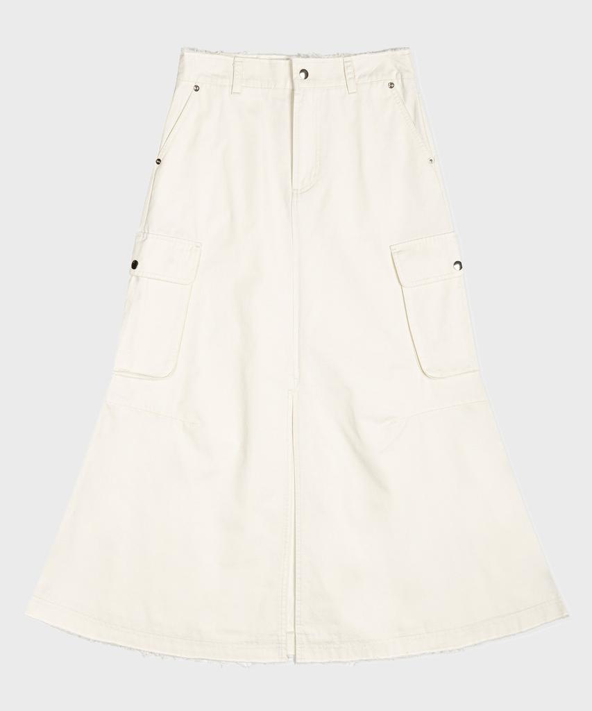 Pallet Long Cargo Shirred Skirt Ivory