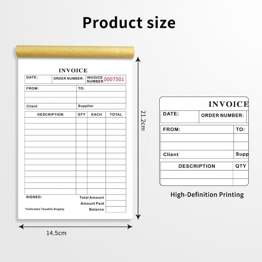 Signature Line Duplicate Invoice Book Tear-Off Commercial Invoice Pad  Business