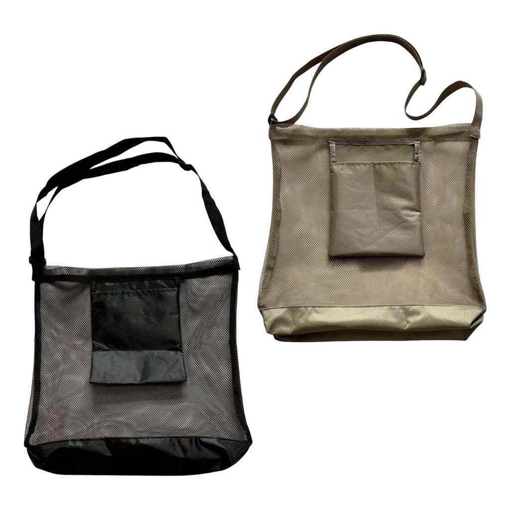 Large Mesh Mushroom Picking Bag for Outdoor Foraging 42x43cm with 45.7" Strap Foldable