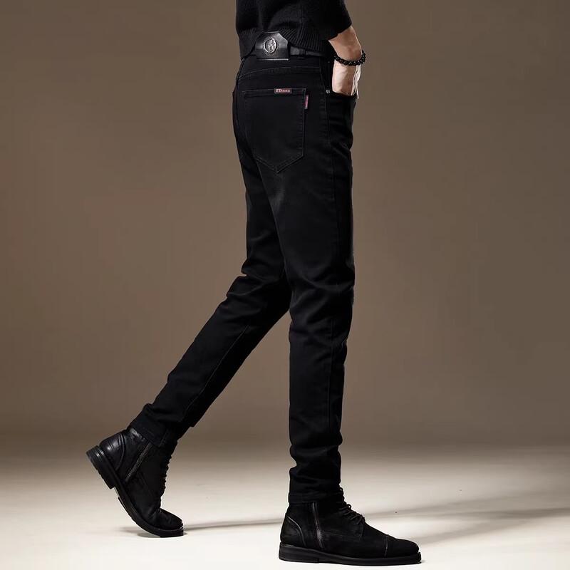 

Men s Slim Fit Elastic Black Jeans 31