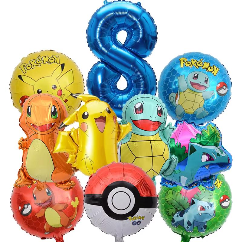 Balloon Monster Set Birthday Party Decoration Aluminum Film Balloon Vibrant Multi-Colored Balloon Pikachu Children'S Party Supplies