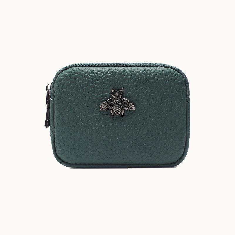 Mode äkta läder Kvinnor Mynt Plånbok Dubbel Dragkedja Liten Plånbok