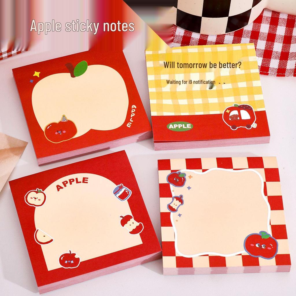 Cute Cartoon Apple Reusable Sticky Notes Pad for Students