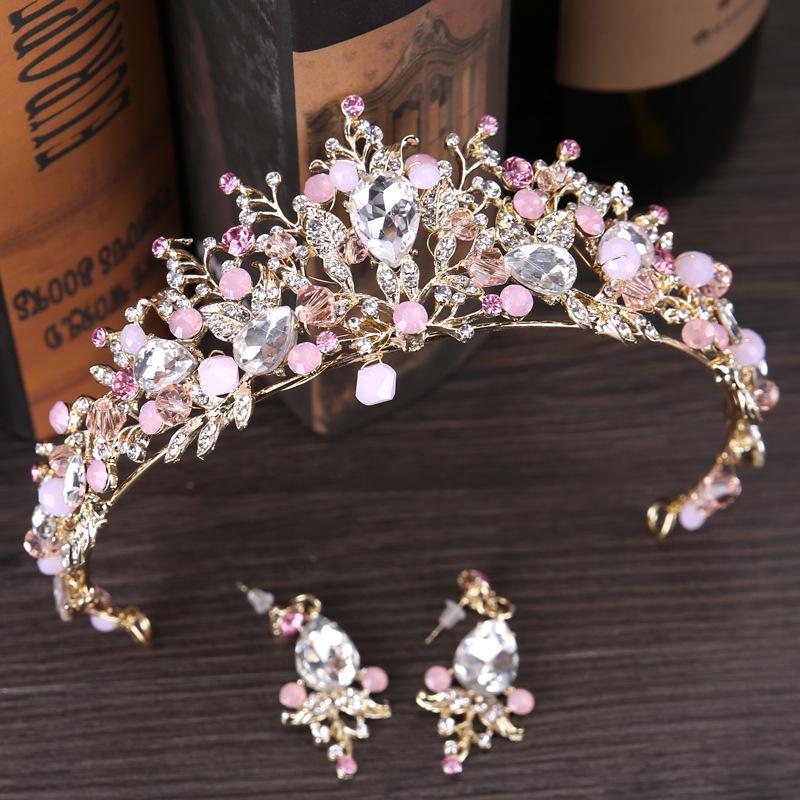 Pink Crystal Crown for Brides Princess Crown for Brides Wedding Dress Accessories Crown Hair Accessories