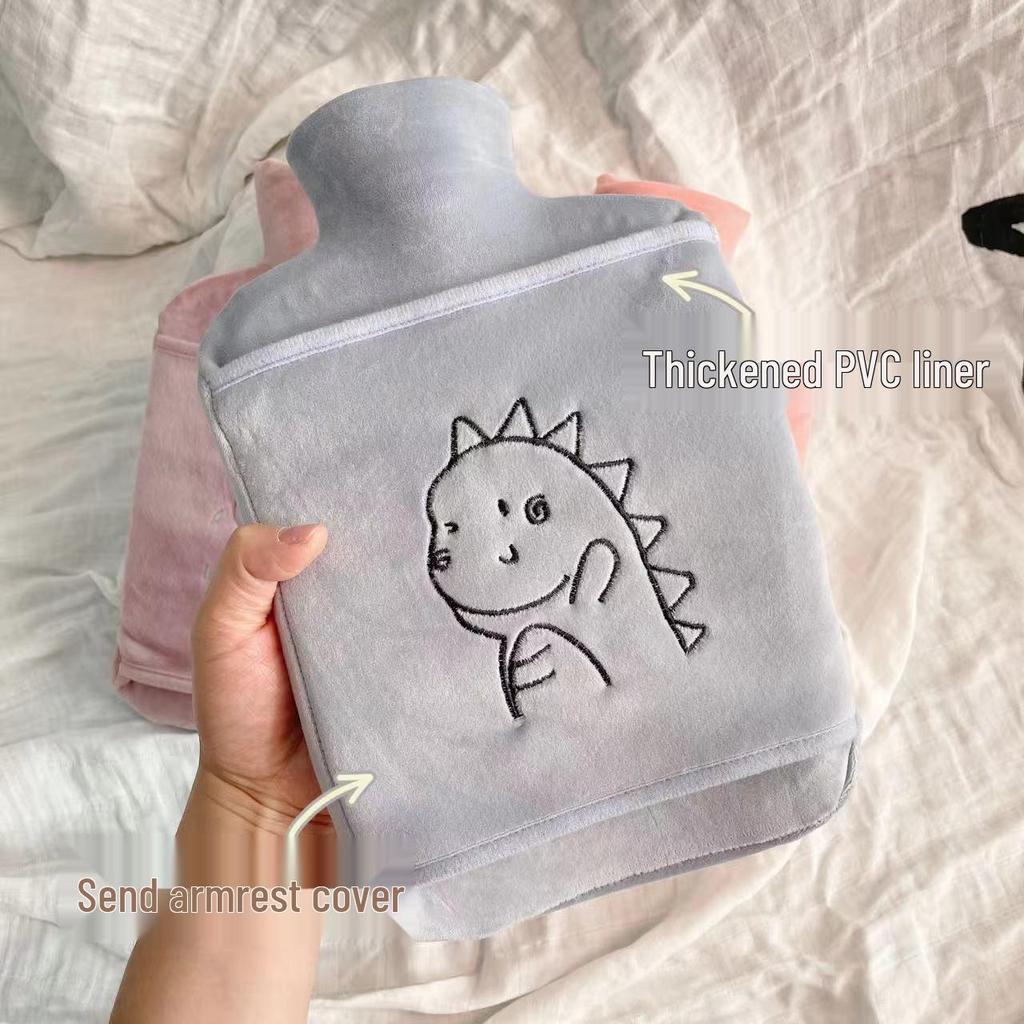Large Cute Plush Hand Warmer: Explosion-Proof, Thickened Hot Water Bottle with Pocket and Cloth Cover