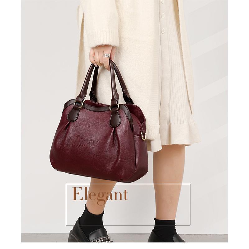 Retro Leather Female Multi-pockets Shoulder Crossbody Bags for Women Large Capacity Handbag Messenger Tote Bag