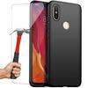 Protective Case - E.F.CONNECTION - for Xiaomi Mi 8 - Flexible Matte Black - 2 Tempered Glasses Included - Shockproof