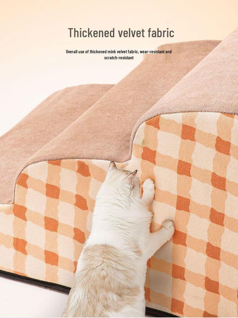 Pet Bedside Stairs for Small Dogs and Cats - Removable & Washable Steps