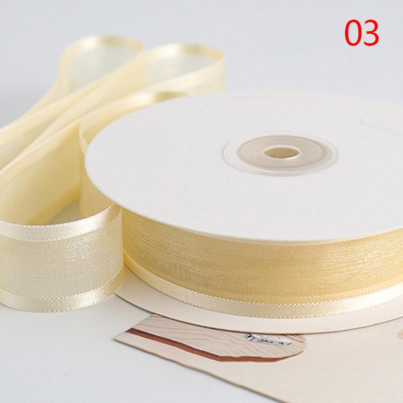 

25 ярдов/рулон 2,5 см прозрачная шифоновая лента атласные ленты для упаковки подарков украшения свадебных букетов праздничных венков кружева