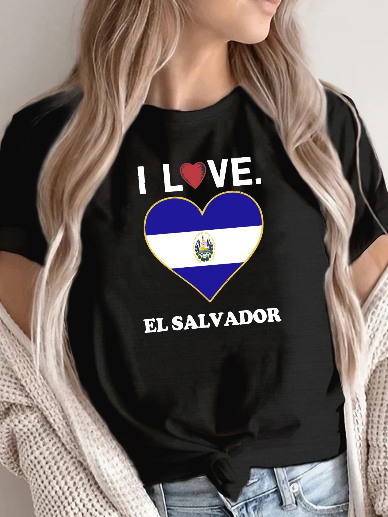 I Love El Salvador Heart Flag T-shirt M