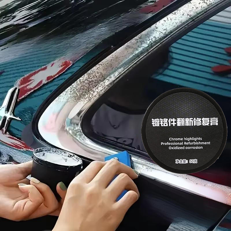 Pasta Pulidora y Restauradora de Cromo para Coche - Pulidor de Metales para Manijas de Puerta, Molduras de Ventana - Elimina Óxido, Manchas de Agua y Oxidación