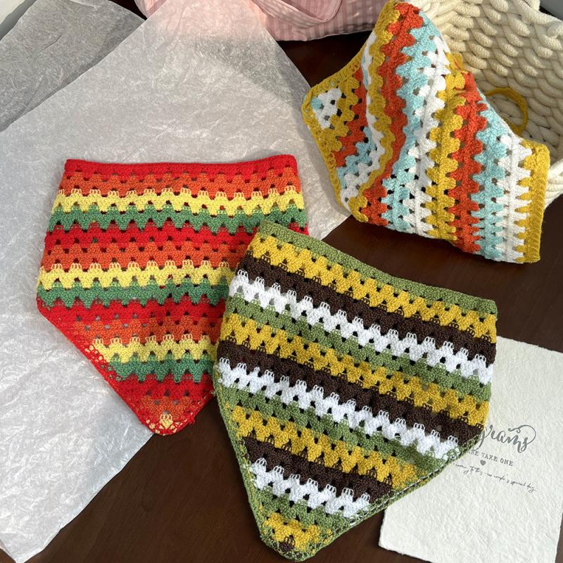 Französisches Retro Niedliches Gehäkeltes Dreieckstuch Sommer Pastoraler Stil Dreieckstirnband Bergsteigerschal