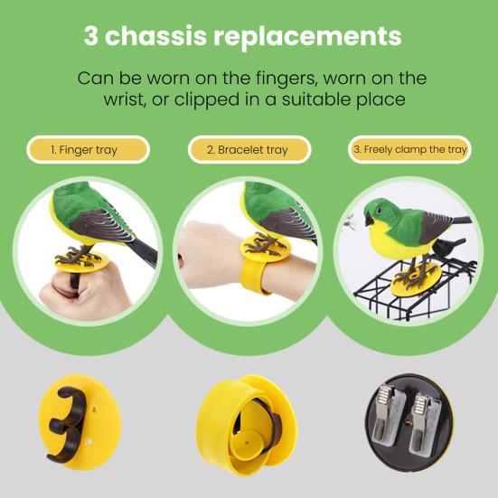 Elektronisches Simulations-Vogelspielzeug mit 3 Standfüßen, Geräusch- und Bewegungsaktivierung
