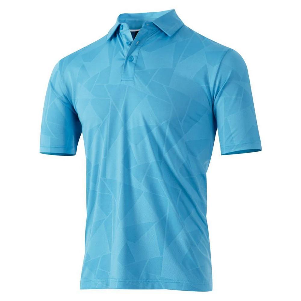 Island Green Mens Jacquard UV Protection Golf Polo Shirt
