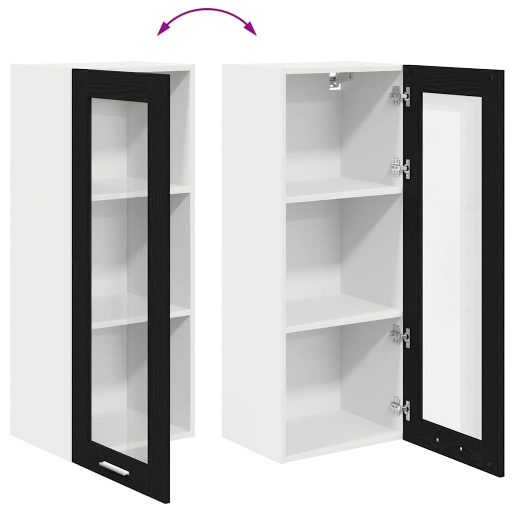 Hanging Cabinet with Storage Black Oak Effect 40 X 31 X 100 Cm