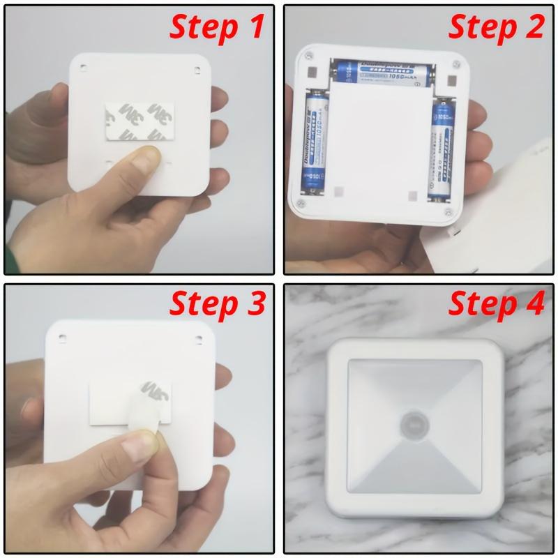 LED Motion Sensor Night Light, Intelligent PIR for Bathroom, Bedside, Corridor, Aisle, Toilet, Staircase, Cabinet Lighting - Smart, Battery-Powered