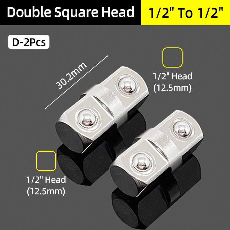 Double Square Head Socket Adapter Converter Reducer Set 1/4 3/8 1/2 Impact Drive Ratchet Wrench Socket Adaptor Repair Hand Tool