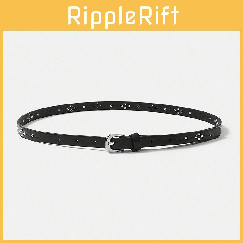 Simple Solid Color Rivet Decoration Women Casual Slim Waist Belt For Use Daily