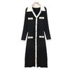 Korean Chic V-Neck Slim Fit Knitted Dress - Spring & Autumn 2025 Collection
