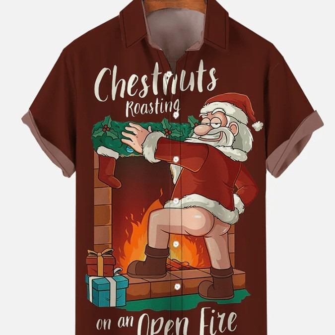 

Новые рождественские элементы 3D цифровая печать большой размер мужская рубашка повседневная рубашка XXL