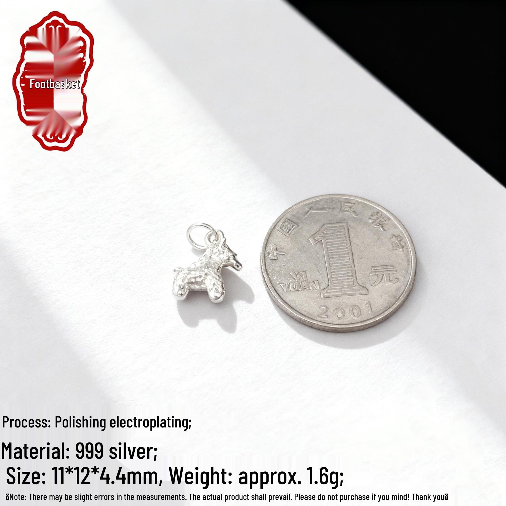 Sterling Silver Horse Pendant Bracelet/Necklace Accessory: Wealth Attraction Pure Silver Year of the Horse with Money Symbol. 999 Silver; Single Price