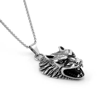 Vintage Wolf Head Necklace Personality Titanium Steel Pendant Stainless Steel Men'S Fashion Domineering Necklace Accessories