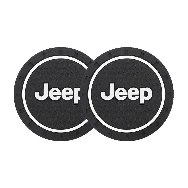 

For Jeep 2Pcs Car Water Cup Mat Rubber Anti Noise Coaster Accessories For Jeep Grand Cherokee Wrangler JK Gladiator Compass R