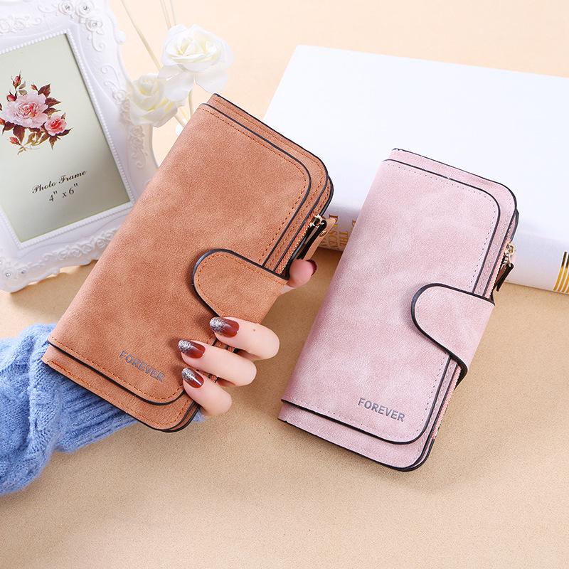 Women Fashion Matte Short Wallet PU Leather Zipper Hasp Frosted Ladies Purses Money Coin ID Card Holder Girls Cute Clutch