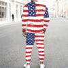 Men Torn Ripped Effect American Flag Star Print Long Sleeve Sweatshirt And Jogger Pants Two Piece Outfit