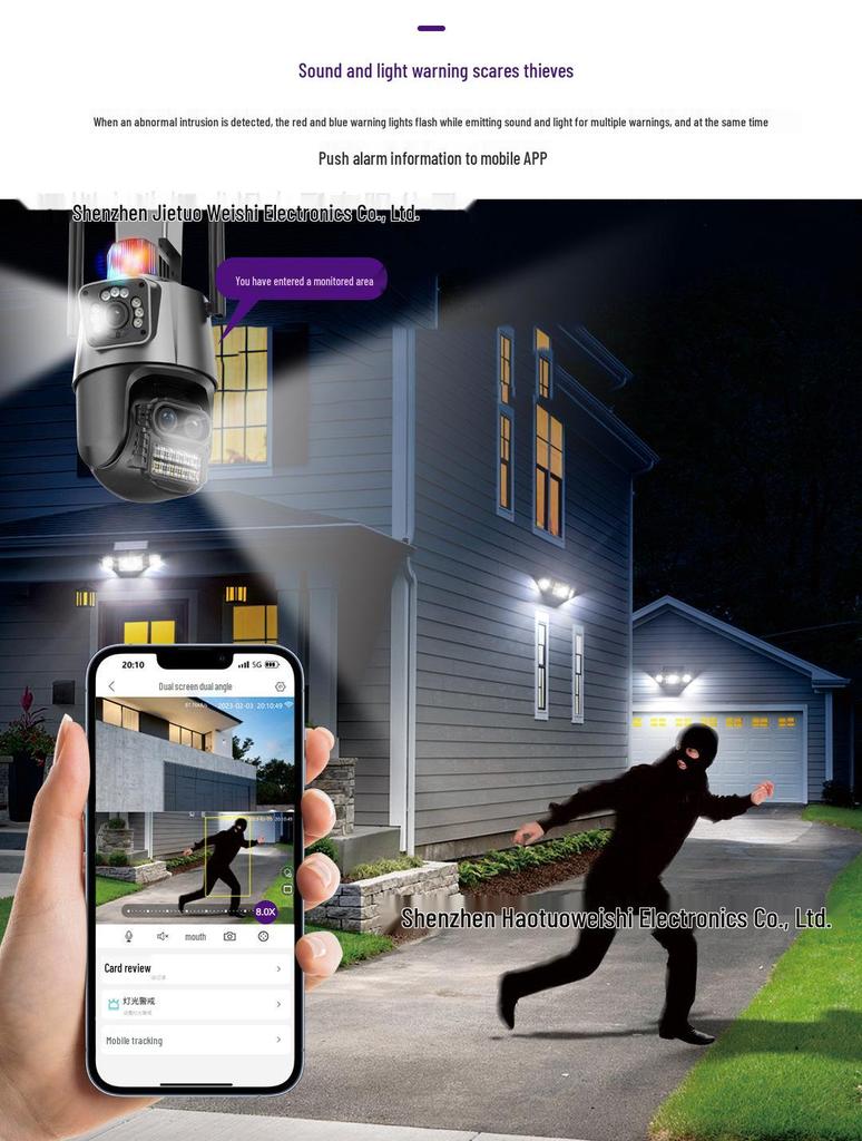 Cameră de supraveghere IP wireless Icsee de exterior Ultra HD cu zoom și lentilă triplă