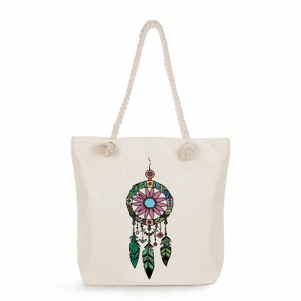 Dreamcatcher print thick rope single-shoulder beach bag 7309 KTB