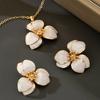 2Pcs/Set Women Jewelry Set Enamel Flower Charm Adjustable Length Necklace Faux Pearl Drop