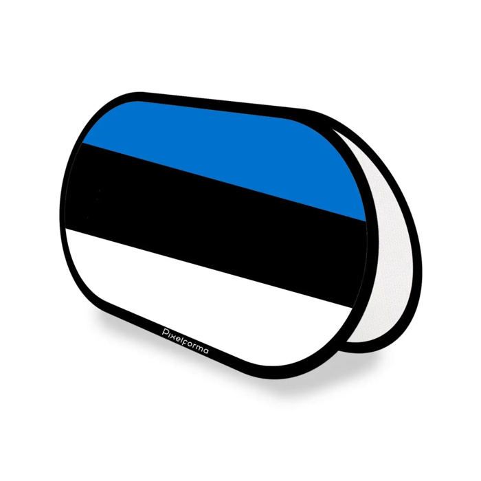 Drapeau Ovale - Estonie - 70 x 120 cm - Polyester - Impression recto/verso - Pliable rétractable