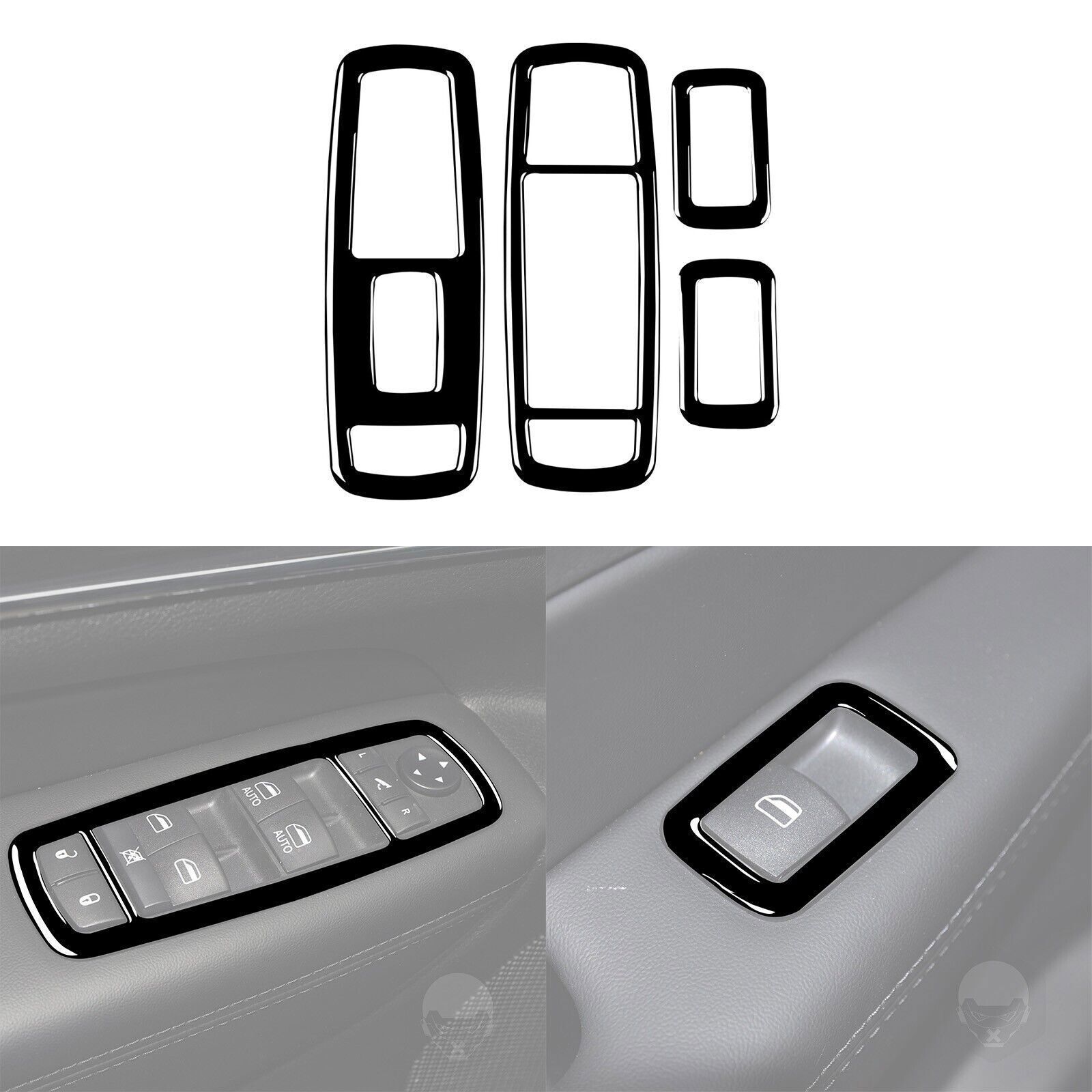 Glossy Piano Black Window Lift Switch Panel Cover For Jeep Grand Cherokee 11-20