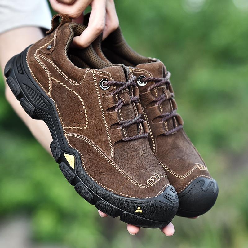 Cowhide Men's Autumn Leather Breathable Men's Outdoor Casual Leather Shoes Non-slip Waterproof Hiking Shoes Men's Shoes
