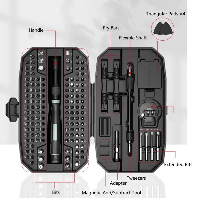 Professional Multifunctional Tool Kit 152Pieces Screwdriver with Nonslip Grip for Home Maintenance Jewelry Watch Repair