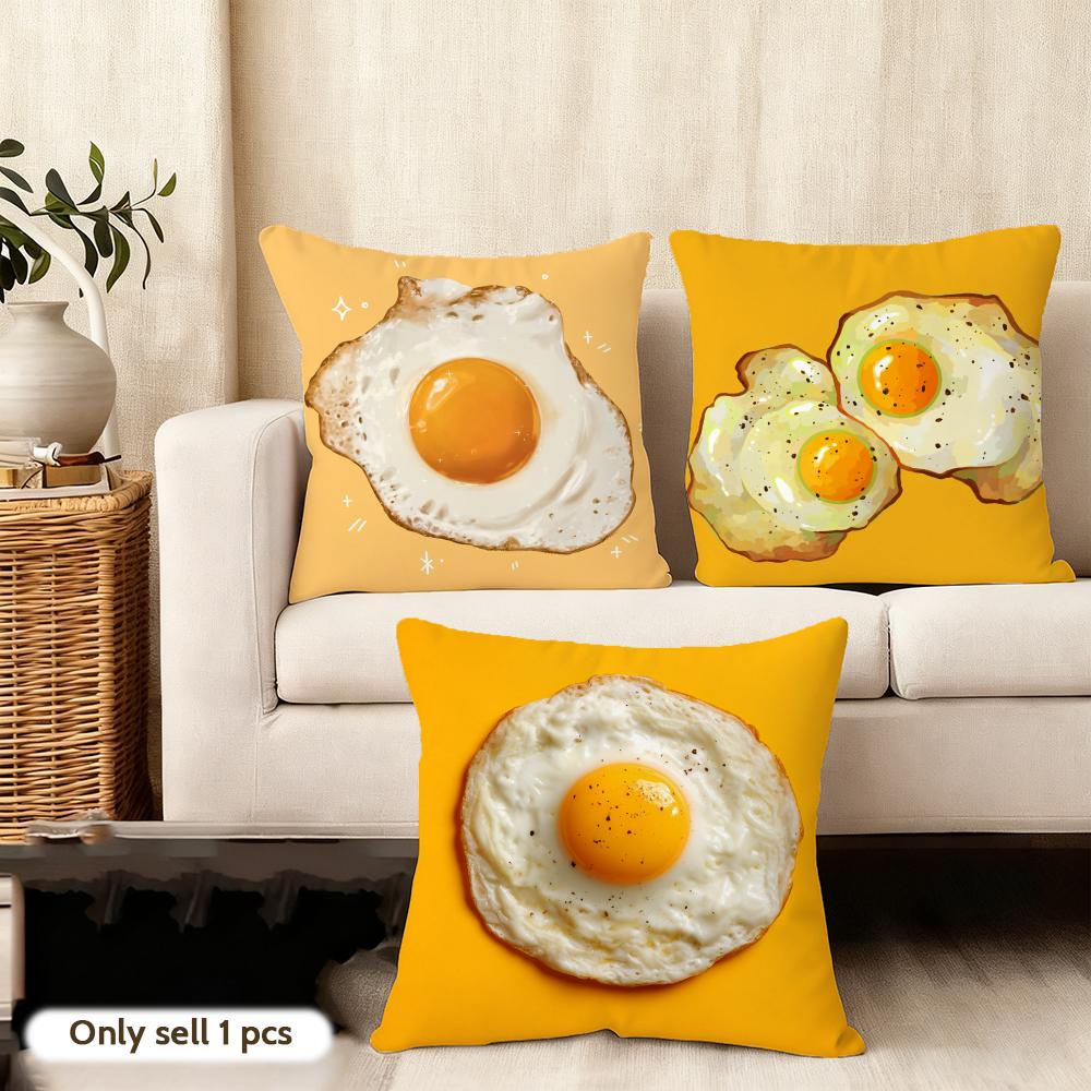 Federa per Cuscino a Forma di Uovo Fritto Divertente Peluche Corto Stampa Double-Sided Quadrata Federe Cuscino Arredo Divano Casa