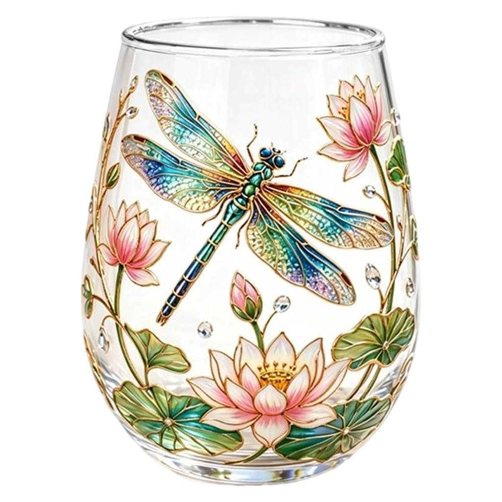 Bicchieri da Vino Senza Gambo Colibrì Dipinti a Mano Animali Bicchiere da Vino Senza Gambo Decorativo Mucca delle Highlands Bicchieri di Vetro per Bar di Casa