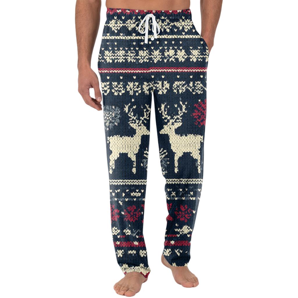 Herre Strikket Mote Trykk Lomme Casual Bukser Pyjamasbukser