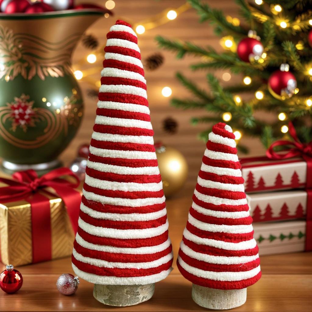 2025 Cotton Rope Artificial Christmas Tree Handmade Small Pine Tree Figurine New Year Navidad Ornaments Tabletop Decorations