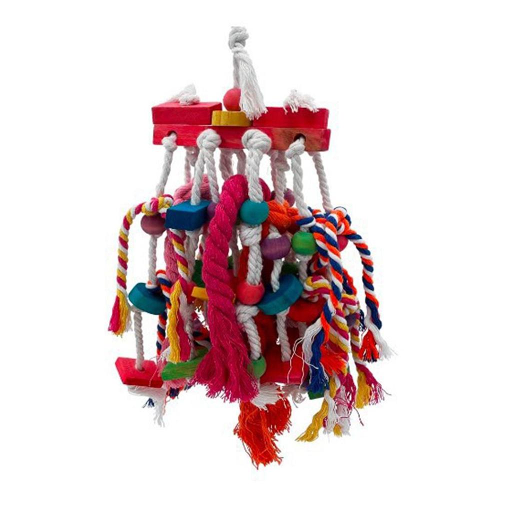 Hanging Bird Chew Toy Multicolor Wooden Block Finch Parakeet Conures Swing