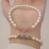 HENGSHENG 6-7mm Rice Shape Freshwater Pearl Bracelet for Women 19.5cm Elastic Rope Moonstone Crystal Bracelet Jewelry Gifts