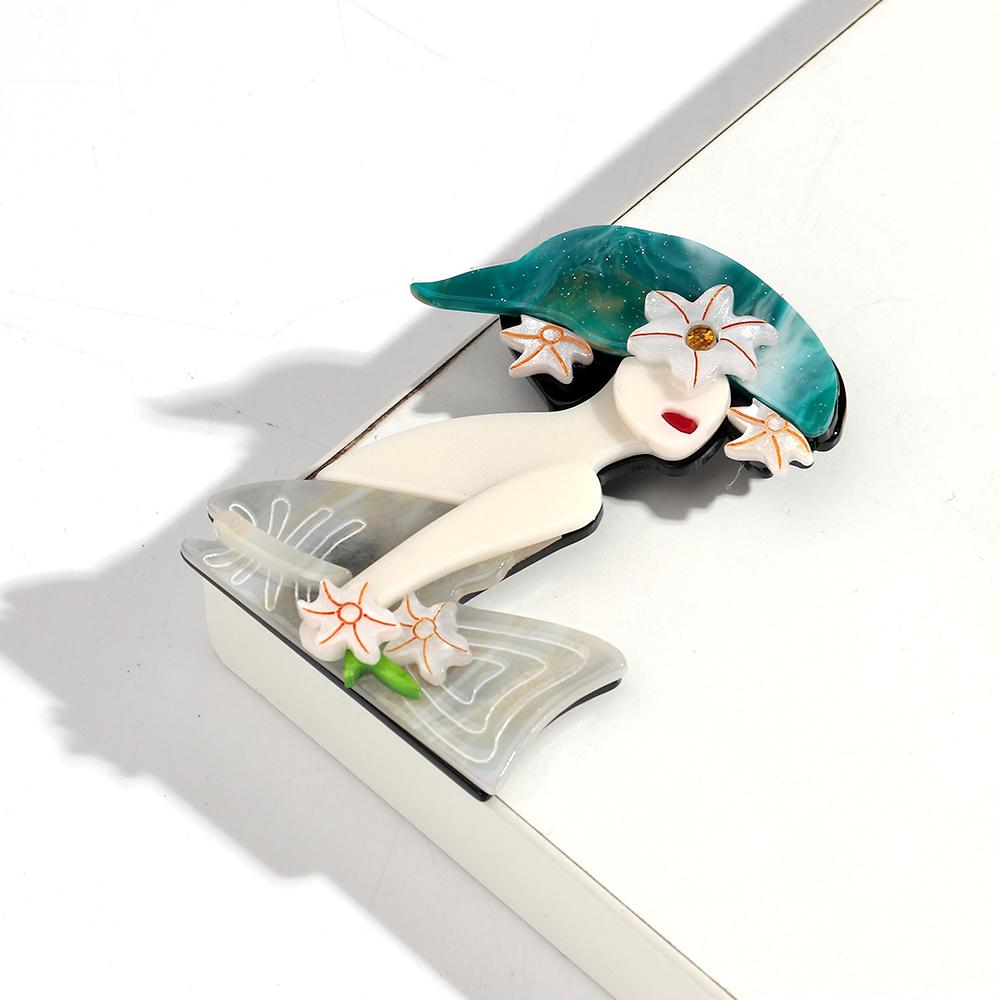 Lady Figure Brooches for Women Trendy Beautiful Badge Pins Office Jewelry Clothes Accessories Gift